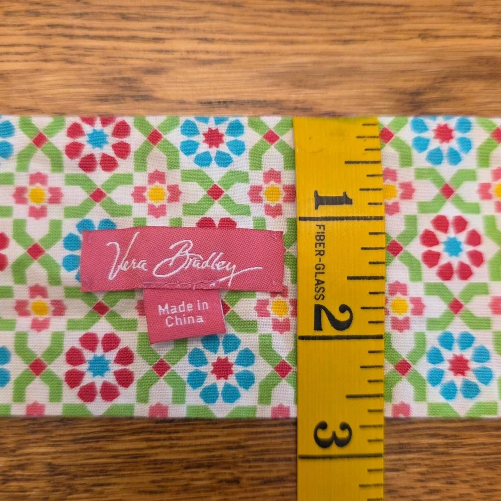 Vera Bradley Reversible Skinny Scarf Paisley Geometric Pink Green Blue 54 Inch